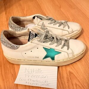 Golden Goose Hi Star Sneakers Teal Start Silver Glitter